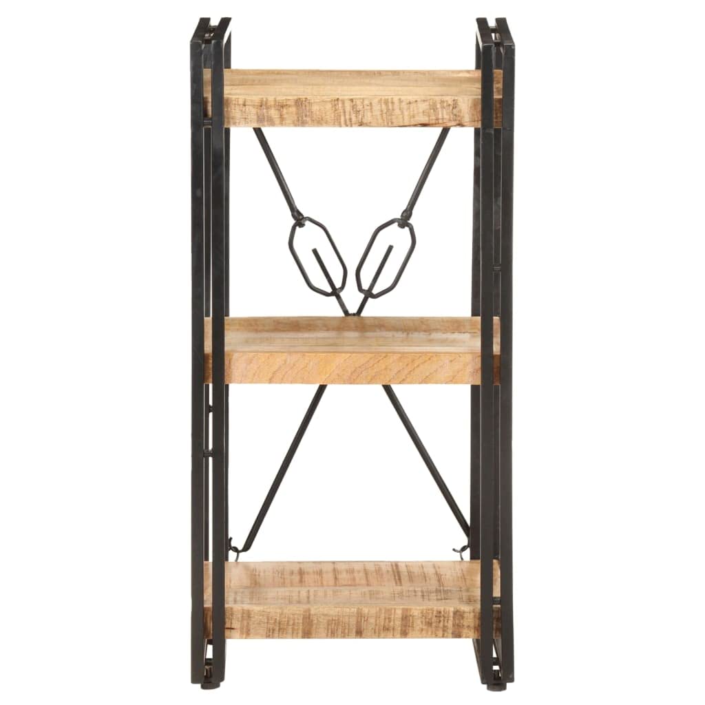 vidaXL - Solid Mango Wood 3-Tier Bookcase with Industrial Steel Frame, 15.7&quot;x11.8&quot;x31.5&quot;, Easy to Assemble, Unique Variations in Color and Design