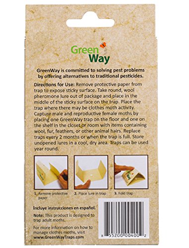 Insects Limited Greenway Clothing Moth Traps (2 Traps) - For Clothes Closets - Alternative To Cedar Balls And Moth Balls - Phero