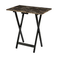Linon Home Decor Tray Table Set, Faux Marble, Brown