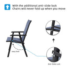 Vingli Upgraded Version Single 1 Folding Chairs With Arms, Portable Patio Chairs For Outdoor & Indoor, Sling Back Chairs For Lawn, Pool, Courtyard, Balcony & Garden (Blue)