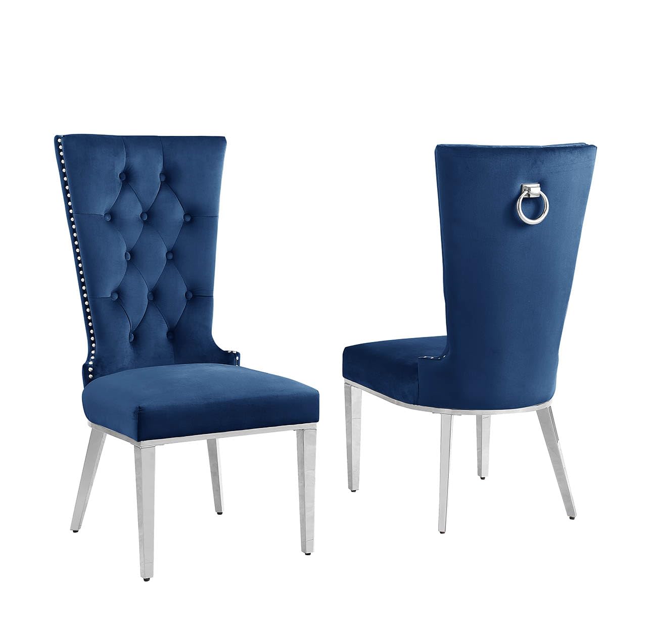 Best Quality Furniture SC330-337 Dining Chairs, Navy Blue/Silver