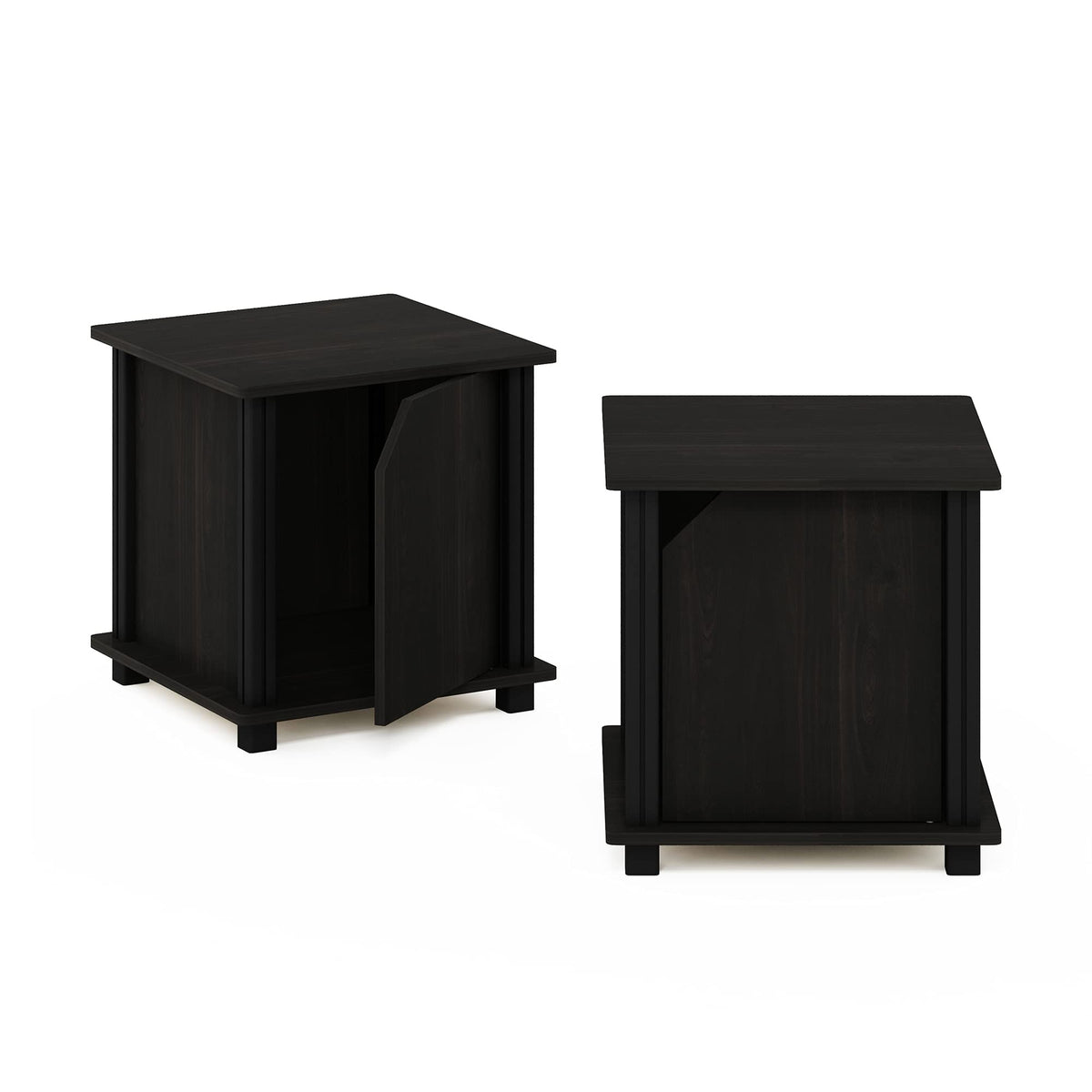 Furinno Brahms End Side Sofa Table/Nighstand with Storage, 2-Pack, Espresso/Black