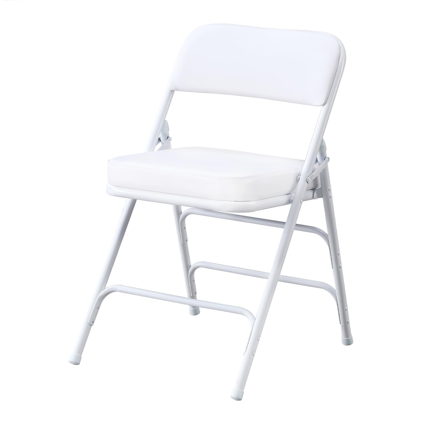 KAIHAOWIN Metal Folding Chairs with Vinyl Padded Seat Indoor Comfortable Upholstered Foldable Chairs with Ultra Thick Cushion-Wh