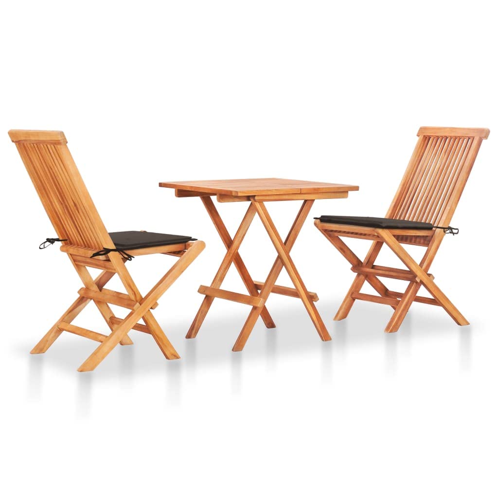 vidaXL Solid Teak Wood 3-Piece Bistro Set