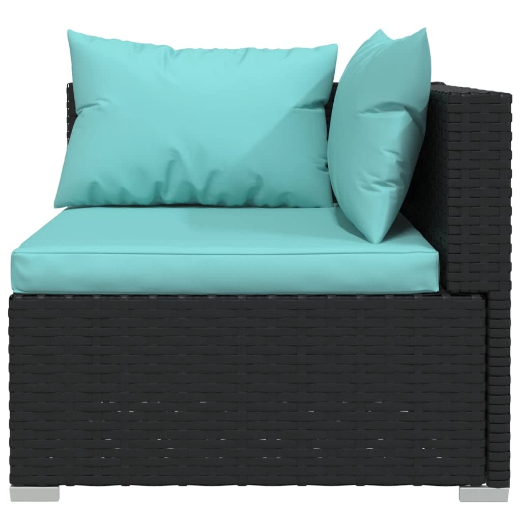 vidaXL Patio Lounge Set 6 Piece with Cushions Garden Outdoor Lawn Yard Terrace Balcony Seat Seating Sofa Furniture Poly Rattan Black