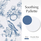Jinchan 100% Blackout Floral Curtains 96 Inches Long, Printed Flower Blue Blackout Curtains For Bedroom Rod Pocket Back Tab Full Blackout Curtains Thermal Insulated Window Drapes, 2 Panels Blue