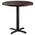 National Public Seating NPS 36 Round Cafe Table with X Base, 30 Height, Particleboard Core/T-Mold, Mahogany Top, Black Frame