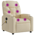vidaXL Massage Recliner Chair - Cream Fabric, 6-Point Vibration, Manual Handle, Cup Holders - Living Room Lounge Seating