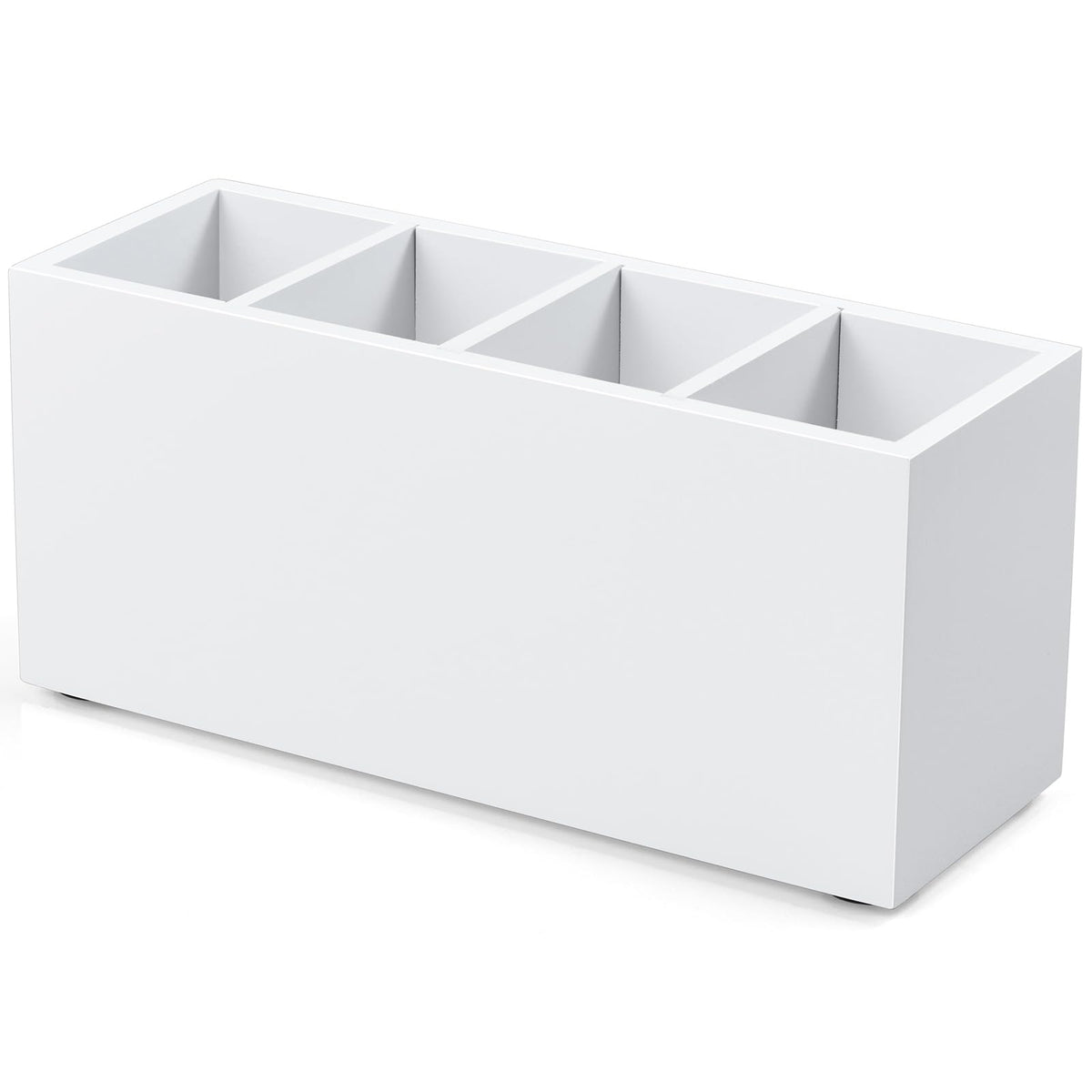 Bivvclaz Pencil Pen Holder For Desk, Wooden Office Desk Organizers And Accessories With 4 Slots For Countertop, Makeup Brush Hol