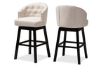 Baxton Studio Theron Transitional Light Beige Fabric Upholstered Wood Swivel Bar Stool Set of 2