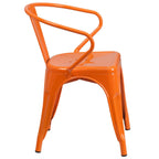 Flash Furniture Luna Commercial Grade Orange Metal Indoor-Outdoor Chair with Arms