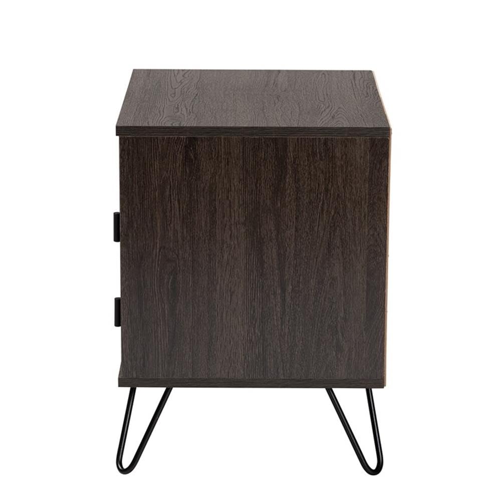 Baxton Studio Glover Modern and Contemporary Dark Brown Finished Wood and Rose Gold-Tone Finished Metal 2-Drawer Nightstand