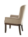 Acme Landon Linen Arm Chair with NailHead Trim in Beige and Salvage Brown