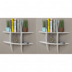 vidaXL 2X Wall Shelves White Display Hanging Storage Bookcase Unit Furniture