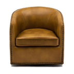 Comfort Pointe Tyler Camel Brown Faux Leather Swivel Arm Chair with Nailhead Trim