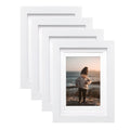 KINLINK 5x7 White Picture Frames,Wood Frames with Acrylic Plexiglass for Pictures 4x6 With Mat or 5x7 Without Mat,Tabletop and W