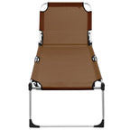 vidaXL Extra High Folding Senior Sunbed Brown Aluminum