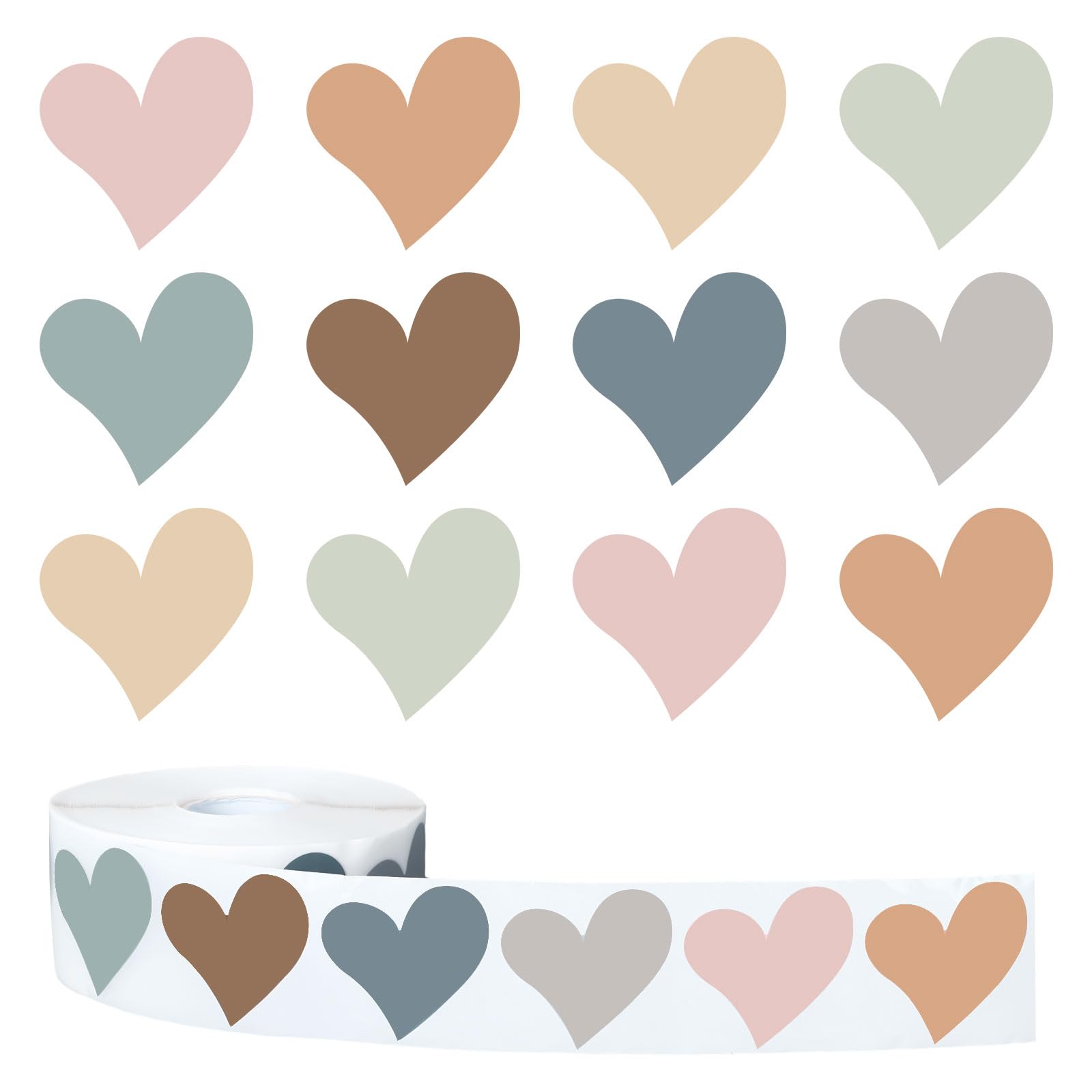 Whaline 1000Pcs Boho Heart Stickers Back To School Self Adhesive Stickers Roll 1.5 Inch Label Stickers Decal For Valentine'S Day