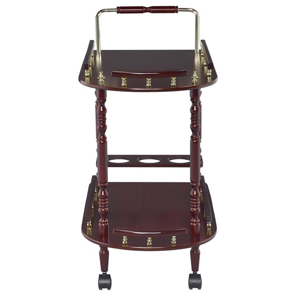 Coaster Home Furnishings Palmer 2-Tier Serving Cart Merlot and Brass