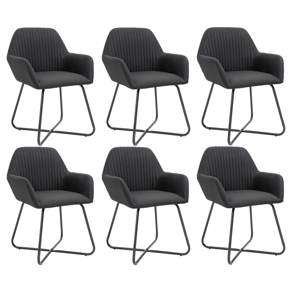 vidaXL Modern Design Dining Chairs - Stable Black Fabric Chairs - Comfortable Seating with Armrests and Backrest for Dining, Living Room, Lounge Area