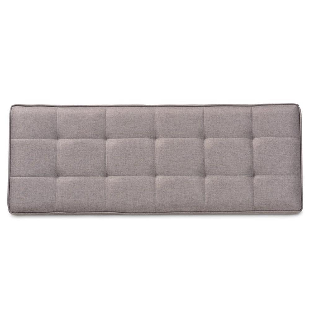 Baxton Studio Sanford Mid-Century Modern Grey Fabric Upholstered and Walnut Brown Finished Wood Dining Bench