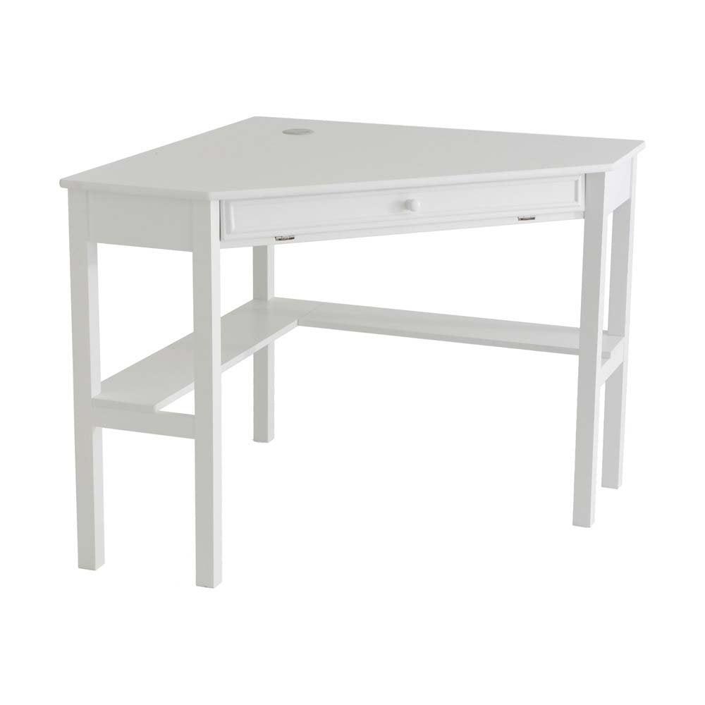 SEI Furniture Space Saving Corner Computer Slide Out Keyboard Tray Desk, White