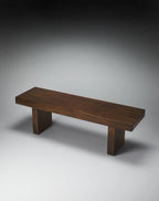 HomeRoots Dark Brown Sheesham Wood Solids Modern Chunky Solid Wood Bench