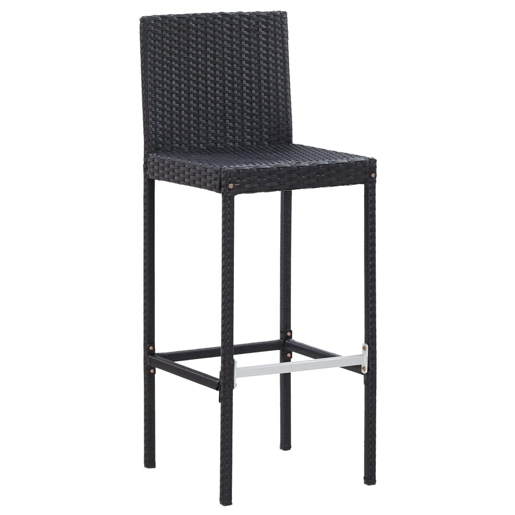vidaXL Patio Bar Set 5 Piece, Outdoor Bar Table Set with Wood Tabletop, Patio Furniture Set with Cushions, Dining Set for Garden, Rattan and Wood Black