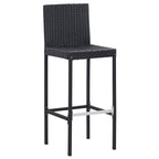 vidaXL Patio Bar Set 5 Piece, Outdoor Bar Table Set with Wood Tabletop, Patio Furniture Set with Cushions, Dining Set for Garden, Rattan and Wood Black