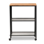 Baxton Studio Verna Vintage Rustic Industrial Black Finished Metal and Oak Brown Finished Wood Kitchen Serving Cart