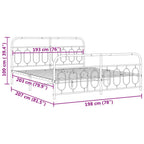 vidaXL Metal Bed Frame King Size with Headboard/Footboard - White, 81.5"x78"x39.4", Modern Design for Bedroom