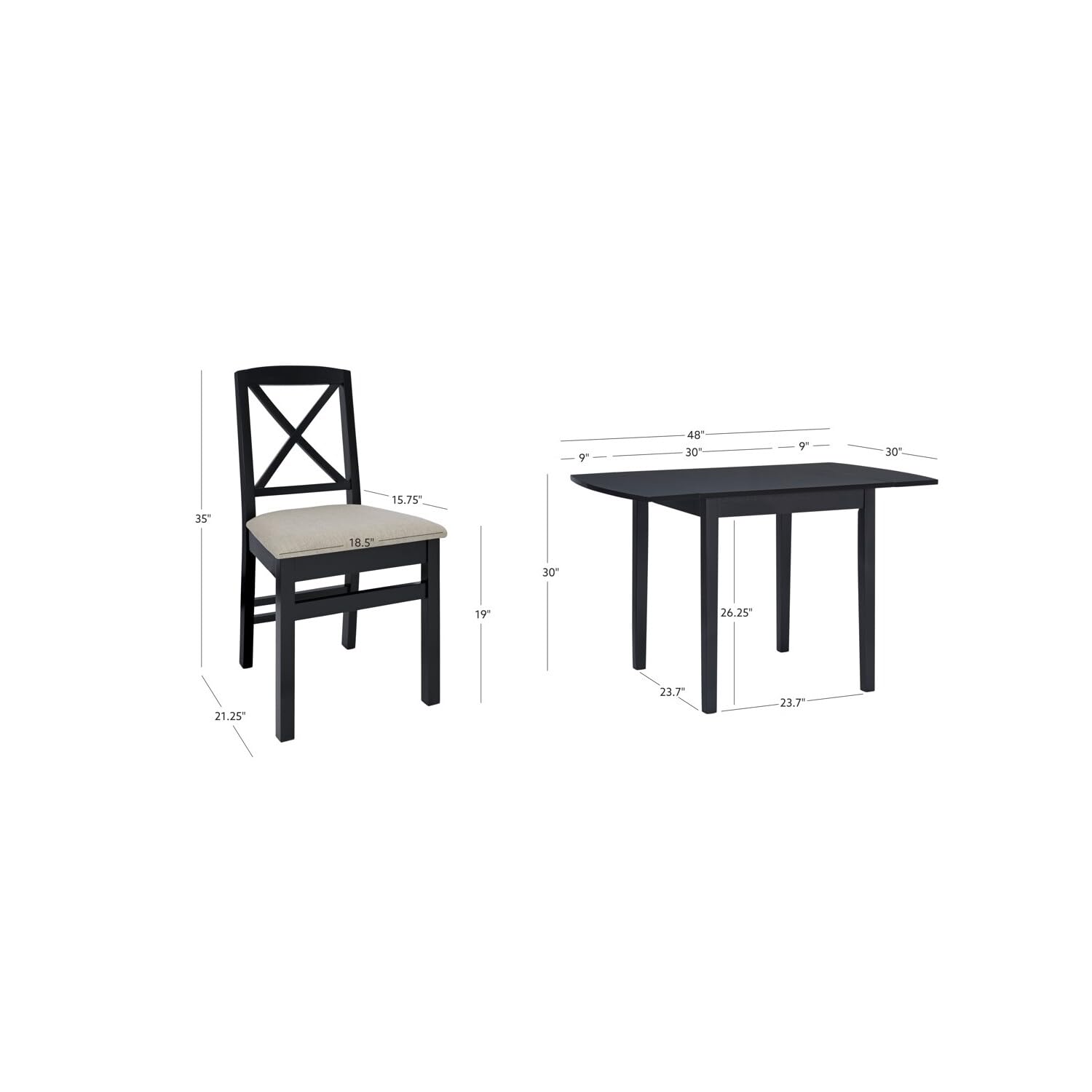 Torino 3Pc Drop Leaf Dining Set Gray