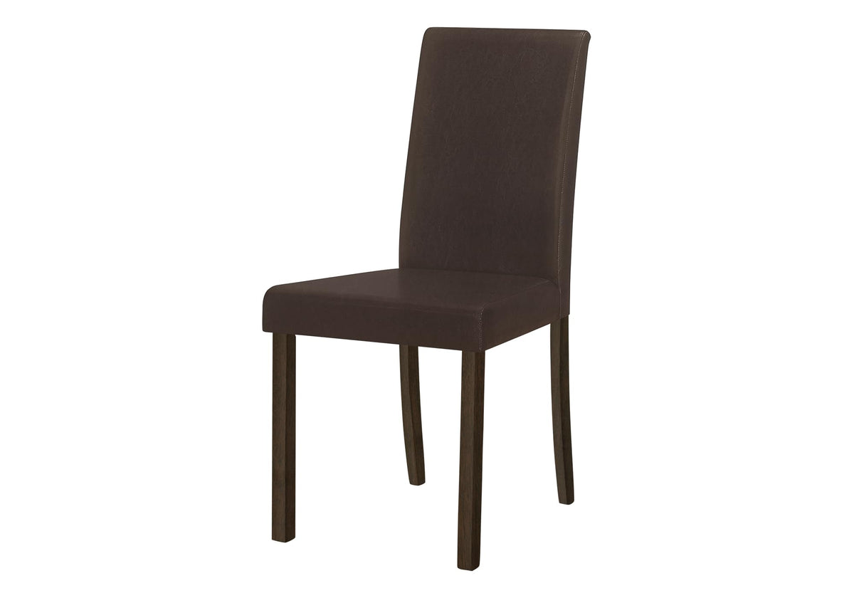 Monarch Specialties 1303 Chair, Set of 2, Side, Upholstered, Kitchen, Dining Room, Pu Leather Look, Wood Legs, Brown, Transitional Chair-2Pcs / 36' H Espresso/Dark, 17.5' L x 20.25' W x 35.75' H