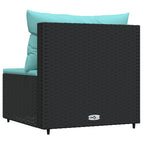 vidaXL - 3 Piece Patio Lounge Set with Cushions, Black PE Rattan Material, Weather-Resistant, with Tempered Glass Top Table, Powder-Coated Steel Frames, Modular Design for Flexible Configuration