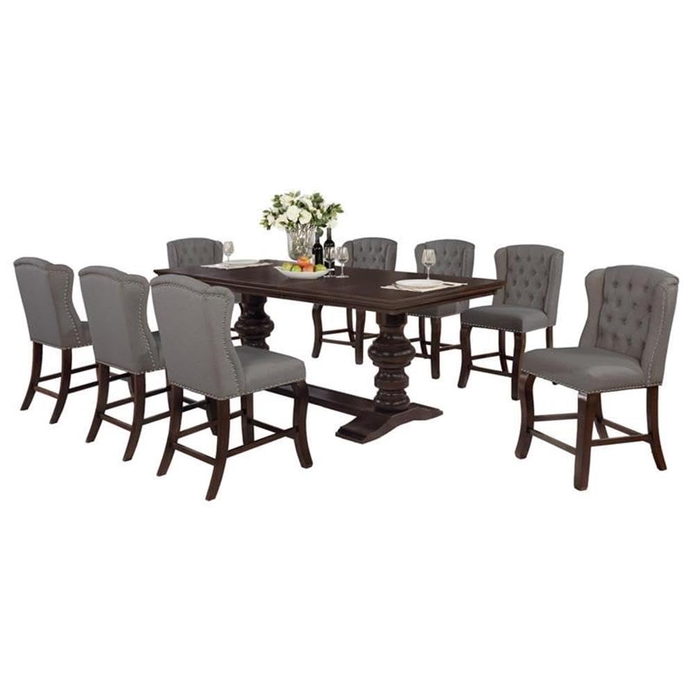 Best Quality Furniture 9 Piece Dining Set, Gray