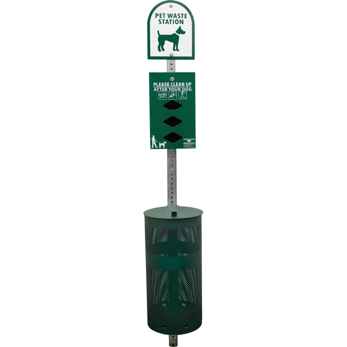 Tatco TCO28000 Dog Waste Station Trash Can, Rust Resistant, Powder Coated Aluminum, Green