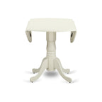 East West Furniture Dlbo3-Whi-W 3 Piece Dining Room Table Set Contains A Round Kitchen Table With Dropleaf And 2 Dining Chairs, 42X42 Inch, Linen White