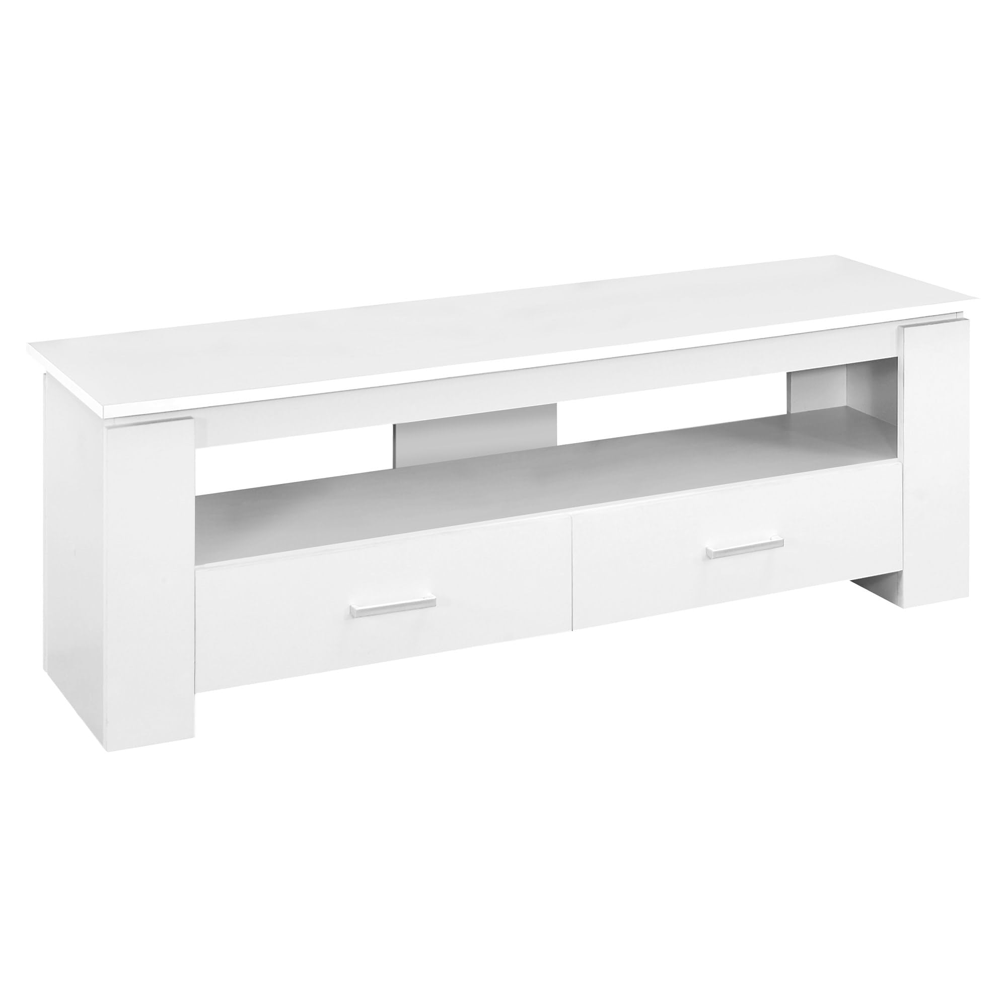 Monarch Specialties I TV STAND-48 L 2 Storage Drawers, White