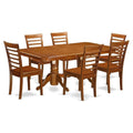 East West Furniture NAML7-SBR-W 7 Piece Dining Table Set Consist of a Rectangle Dining Room Table with Butterfly Leaf and 6 Wood Seat Chairs, 40x78 Inch, Saddle Brown