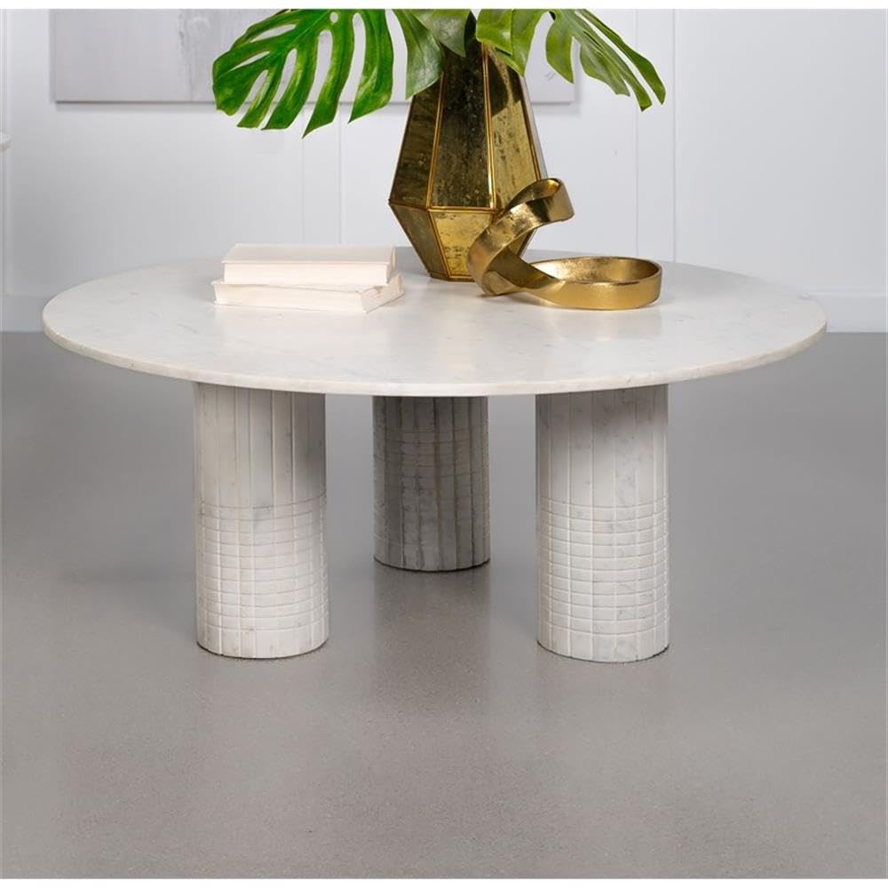 Coaster Astoria Round Genuine Marble Coffee Table White