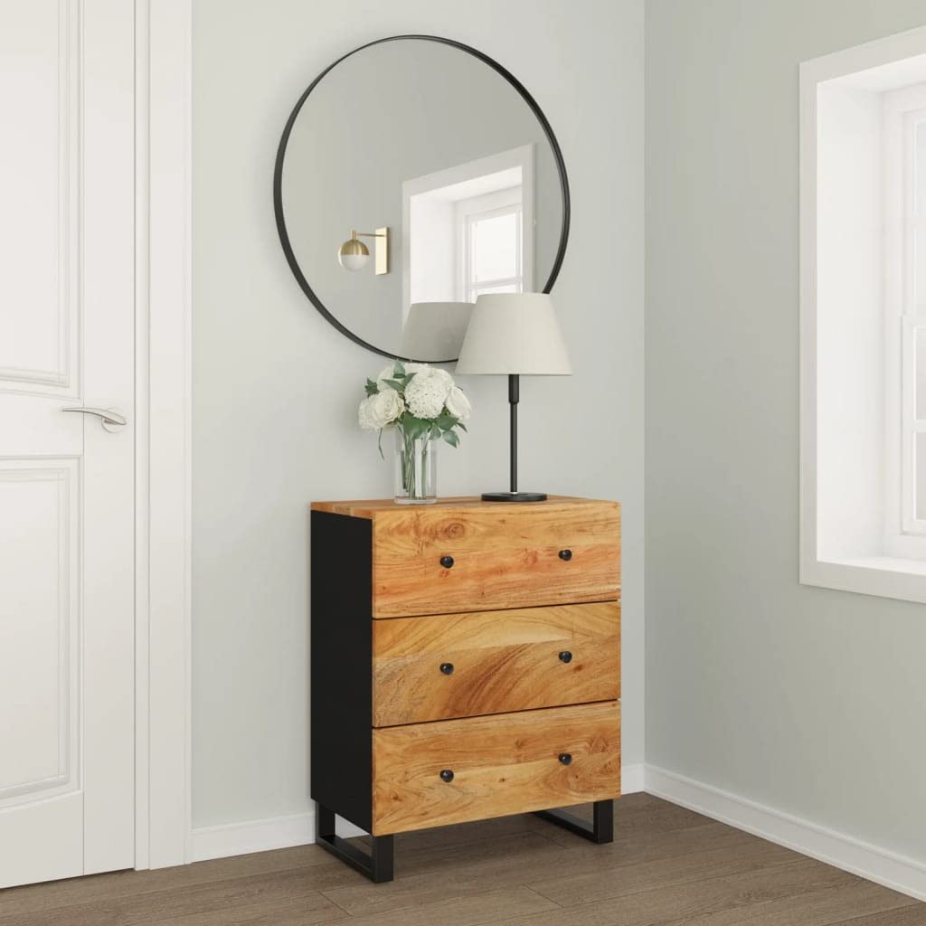 vidaXL Solid Acacia Wood Sideboard with Industrial Charm - Spacious Cabinet and Sturdy Top for Home Decor Display
