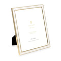 Isaac Jacobs 8x10 White Textured Leather (Vertical & Horizontal) & Gold Metal Picture Frame, with Black Fabric Easel, Wall-Mount