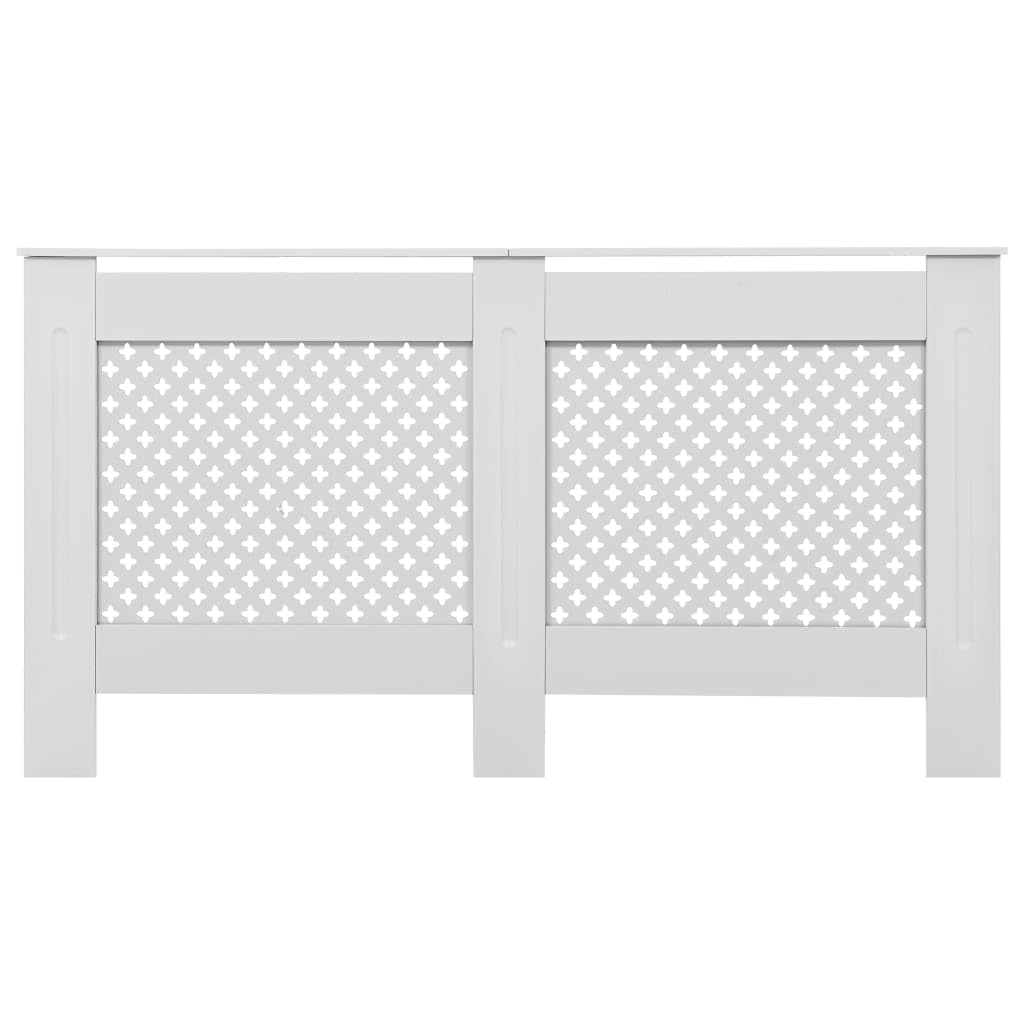 vidaXL White Radiator Cover - Stylish MDF Radiator Cabinet with Slatted Design and Additional Storage Space