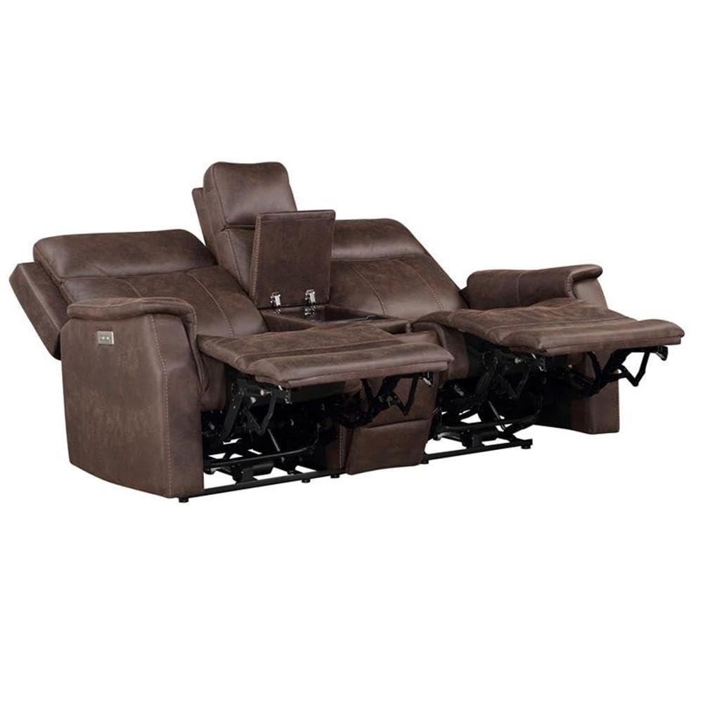 Steve Silver Valencia Walnut Brown Faux Leather 3-Piece Dual Power Reclining Set