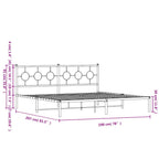 vidaXL White Metal King Bed Frame with Elegant Headboard - 76x79.9 Industrial Steel Construction, Breathable Slats, Added Bedroom Storage