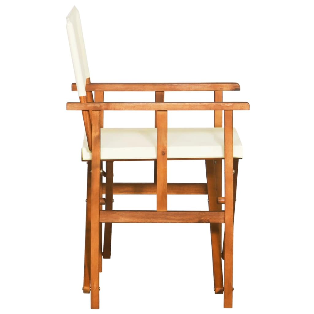 vidaXL Set of 2 Director's Chairs, Foldable Outdoor Seating with Solid Acacia Wood Frame and Fabric Seat and Backrest, Brown and Cream Finish