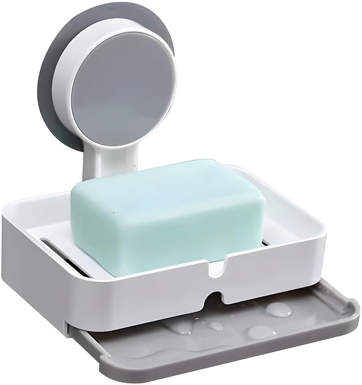 Vruta Plastic Wall Mounted Soap Dish Stand with Drain Tray, Adhesive Sponge Holder NoDrilling Soap Holder for Shower Bathroom A