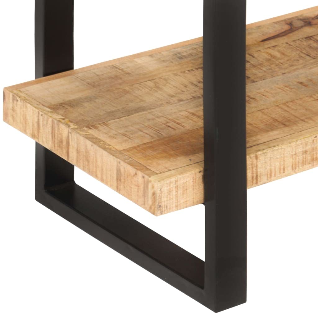 vidaXL 4-Tier Freestanding Bookcase ?Industrial-Styled Storage Solution with Rough Mango Wood Shelves and Iron Frame, Easy Assembly, Ideal for Home or Office, Brown