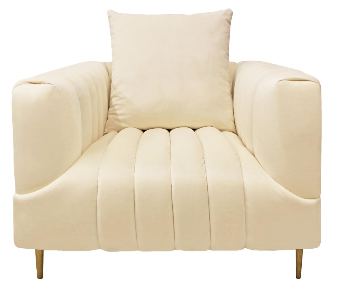 HomeRoots 488572 28 x 37 x 38 in. Ivory Velvet & Gold Solid Color Lounge Chair