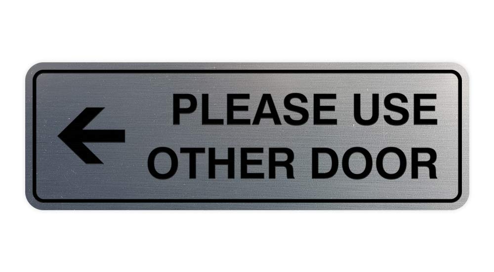 Signs Bylita Standard Please Use Other Door Left Arrow Wall Or Door Sign - Durable Material | Double-Sided Foam Adhesive Tape (B
